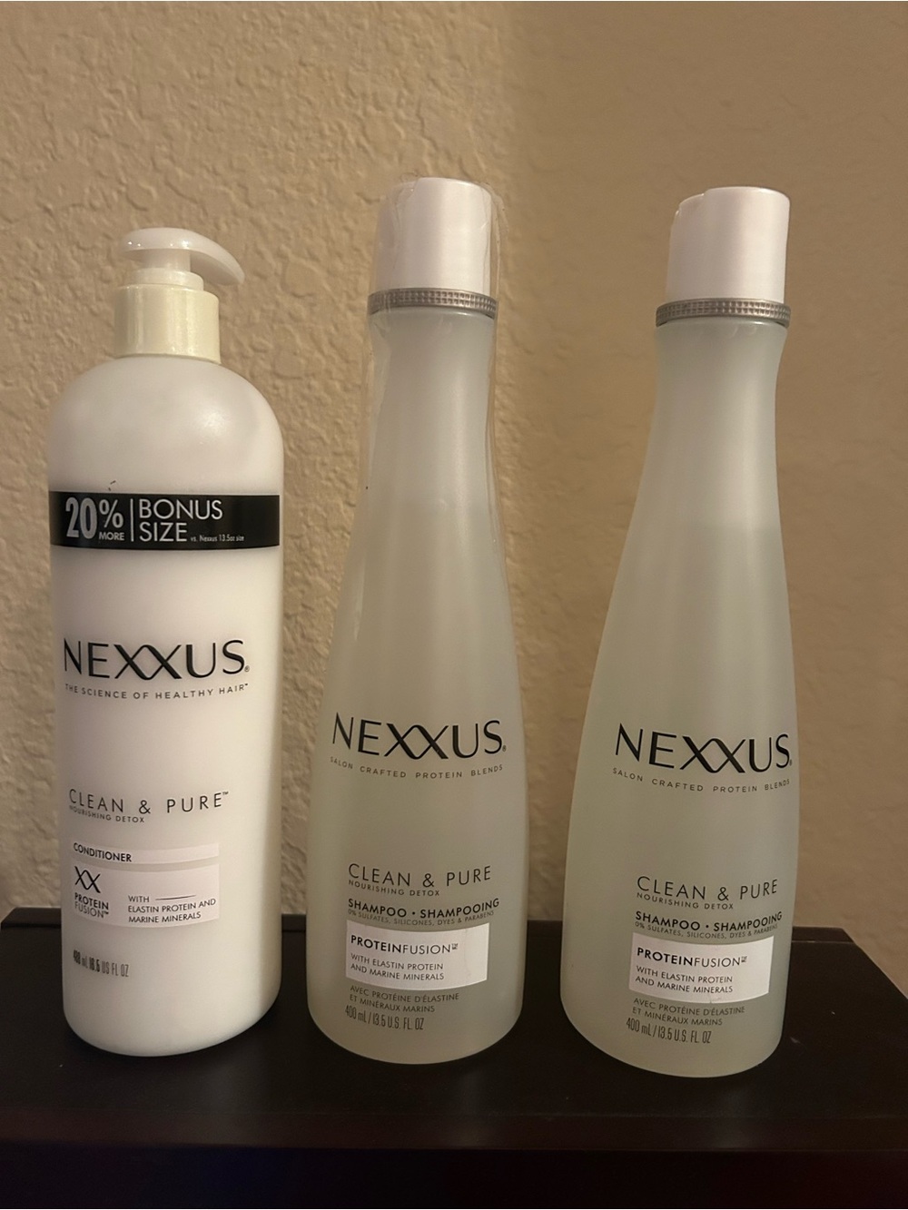 Nexxus Clean & Pure Shampoo & Conditioner Protein Fusion 3 piece bundle